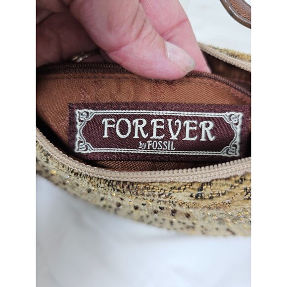 Fossil Forever Brown Tapestry Beaded Handbag Purse - Picture 6 of 8